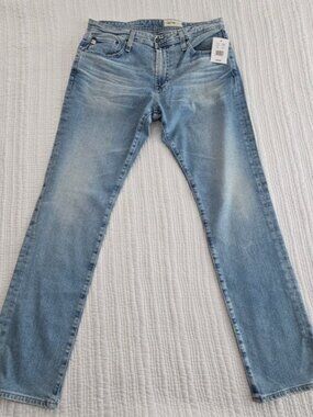 AG Adriano Goldschmied Everett Jeans 34x33 Light Wash NEW Slim Straight Japan